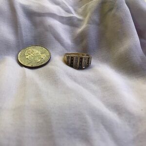 Black and white diamond chipped ring